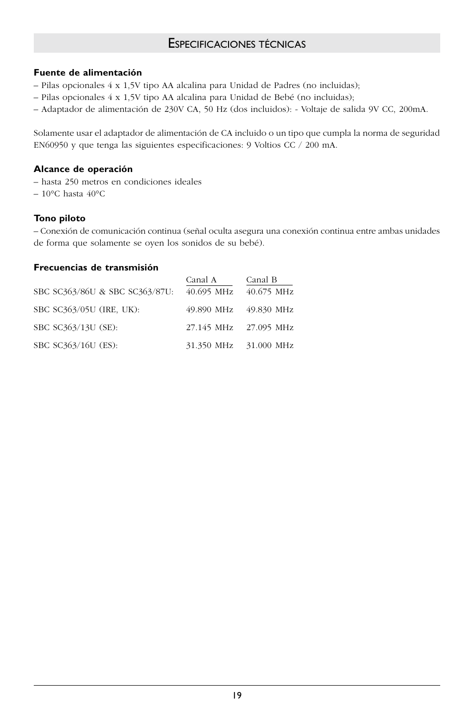 Philips SBCSC363 User Manual | Page 20 / 75