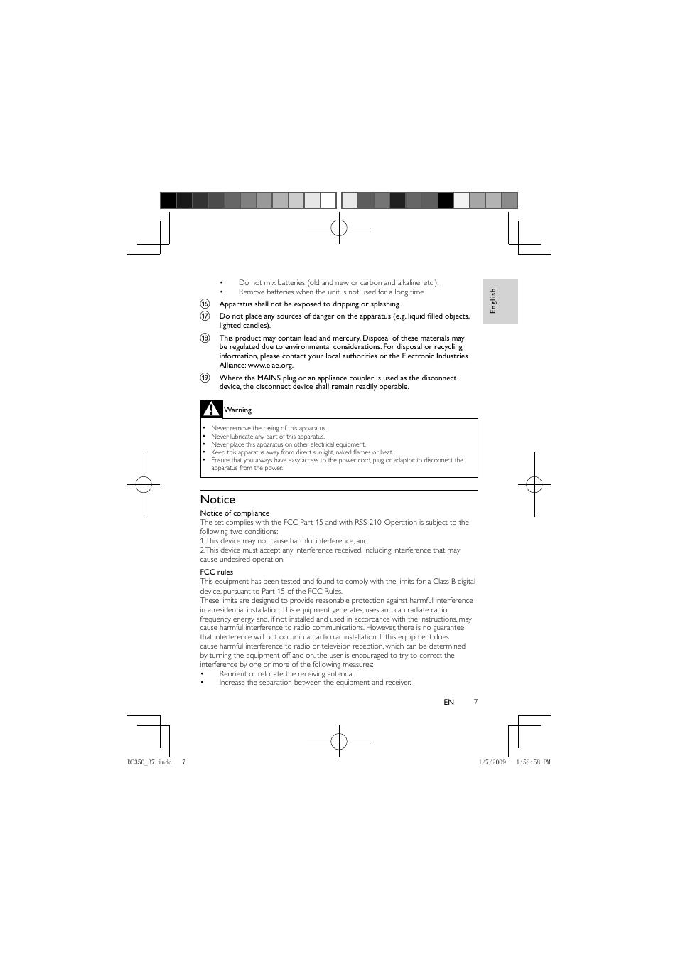 Notice | Philips DC350/37 User Manual | Page 6 / 28