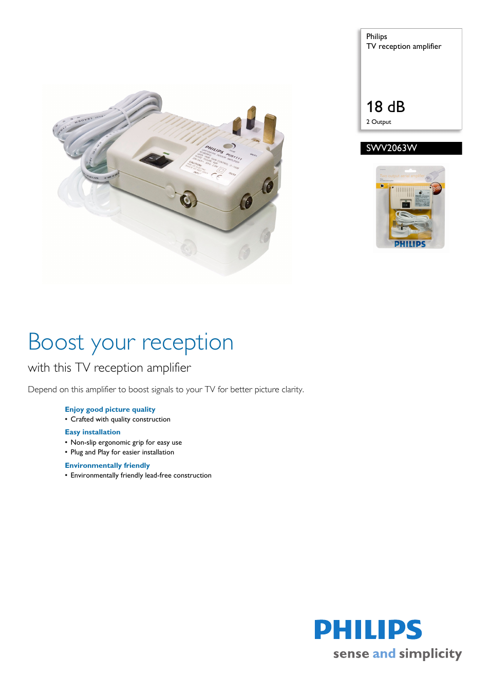 Philips SWV2063W User Manual | 2 pages