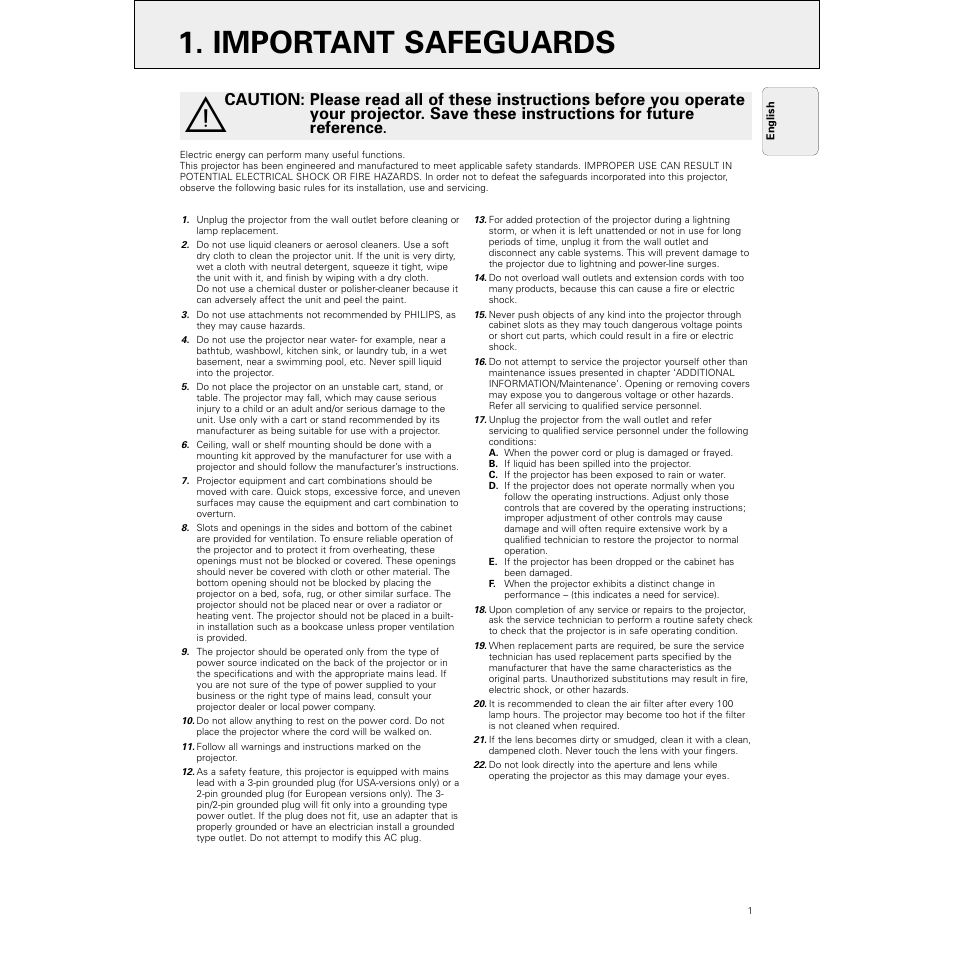 Important safeguards | Philips PXG10 User Manual | Page 3 / 30