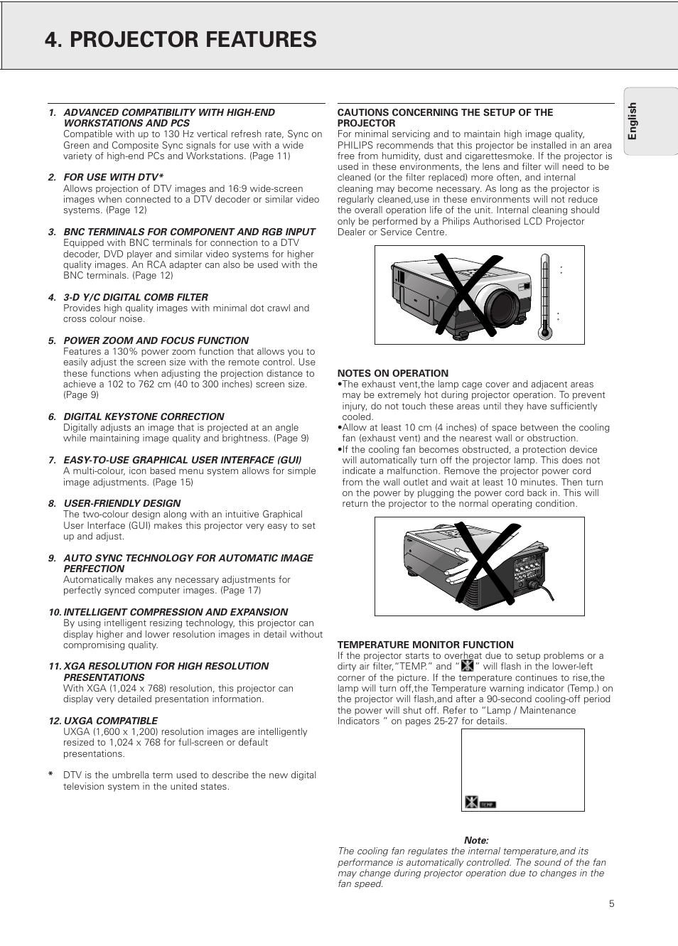 Projector features | Philips PXG10 User Manual | Page 7 / 30