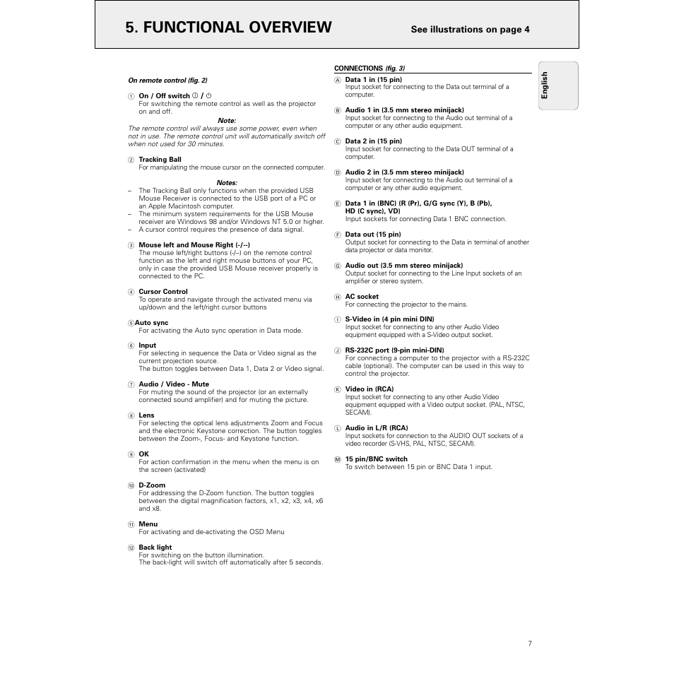 Connections, Functional overview, See illustrations on page 4 | Philips PXG10 User Manual | Page 9 / 30