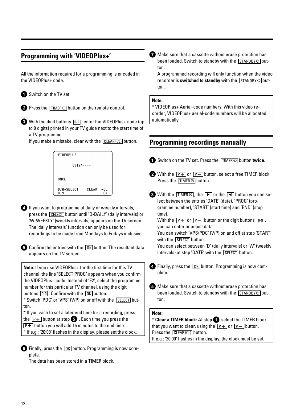 Programming with ’videoplus, Programming recordings manually | Philips 686 User Manual | Page 14 / 20