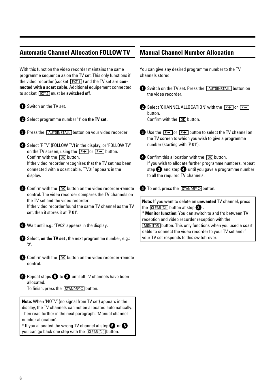 Automatic channel allocation follow tv, Manual channel number allocation | Philips 686 User Manual | Page 8 / 20