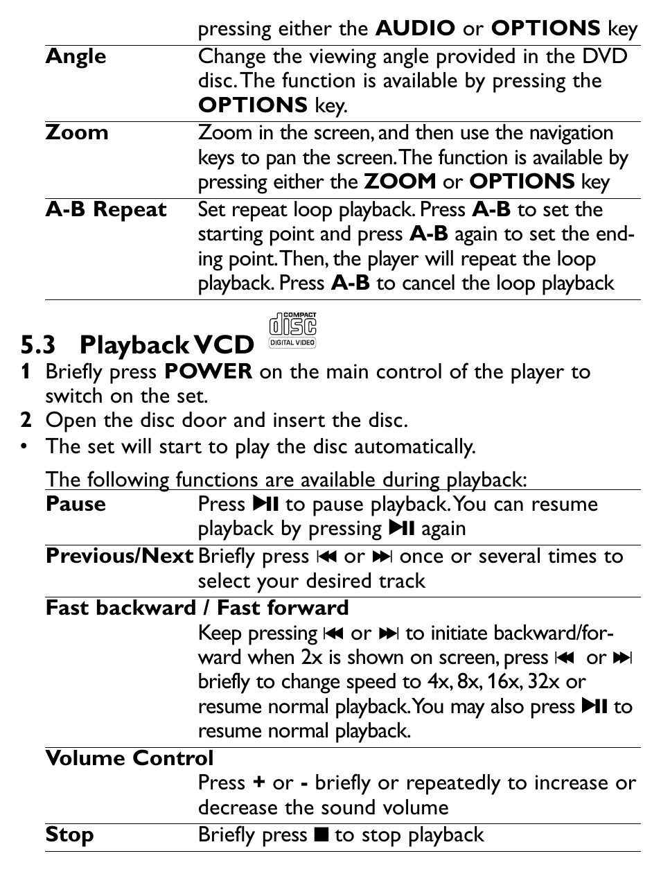 3 playback vcd | Philips PET731/12 User Manual | Page 18 / 29