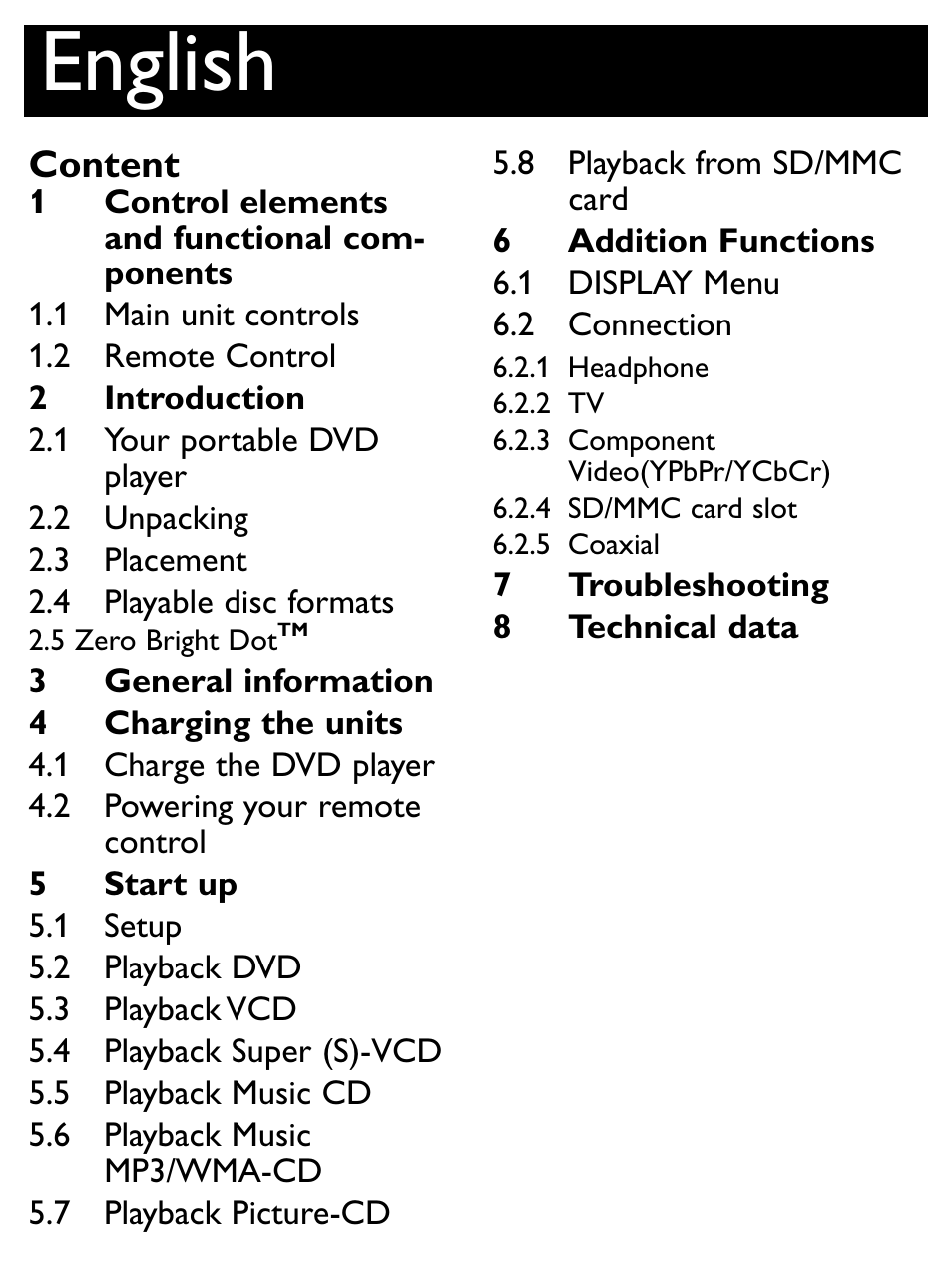 English | Philips PET731/12 User Manual | Page 4 / 29