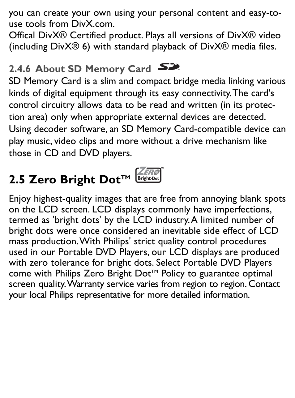 5 zero bright dot | Philips PET731/12 User Manual | Page 9 / 29