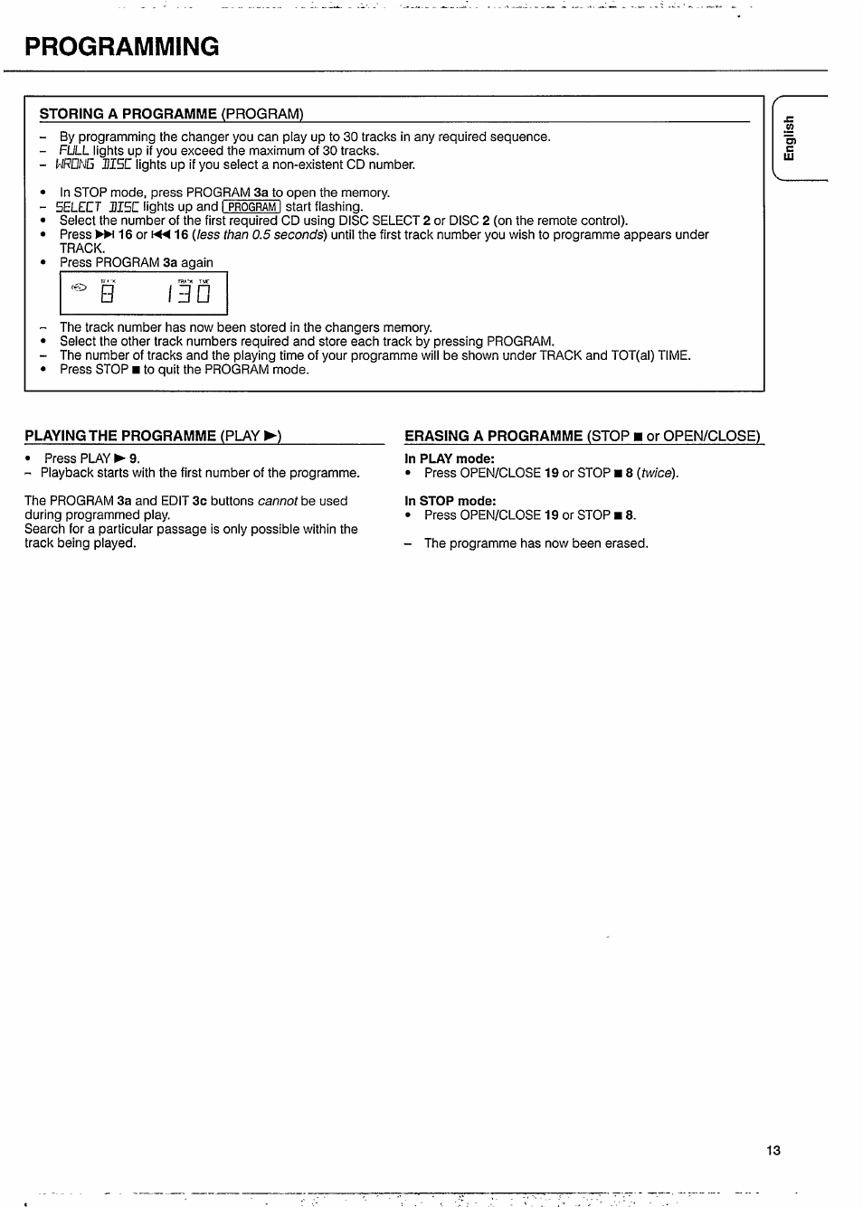 Programming | Philips CDC771V User Manual | Page 13 / 21