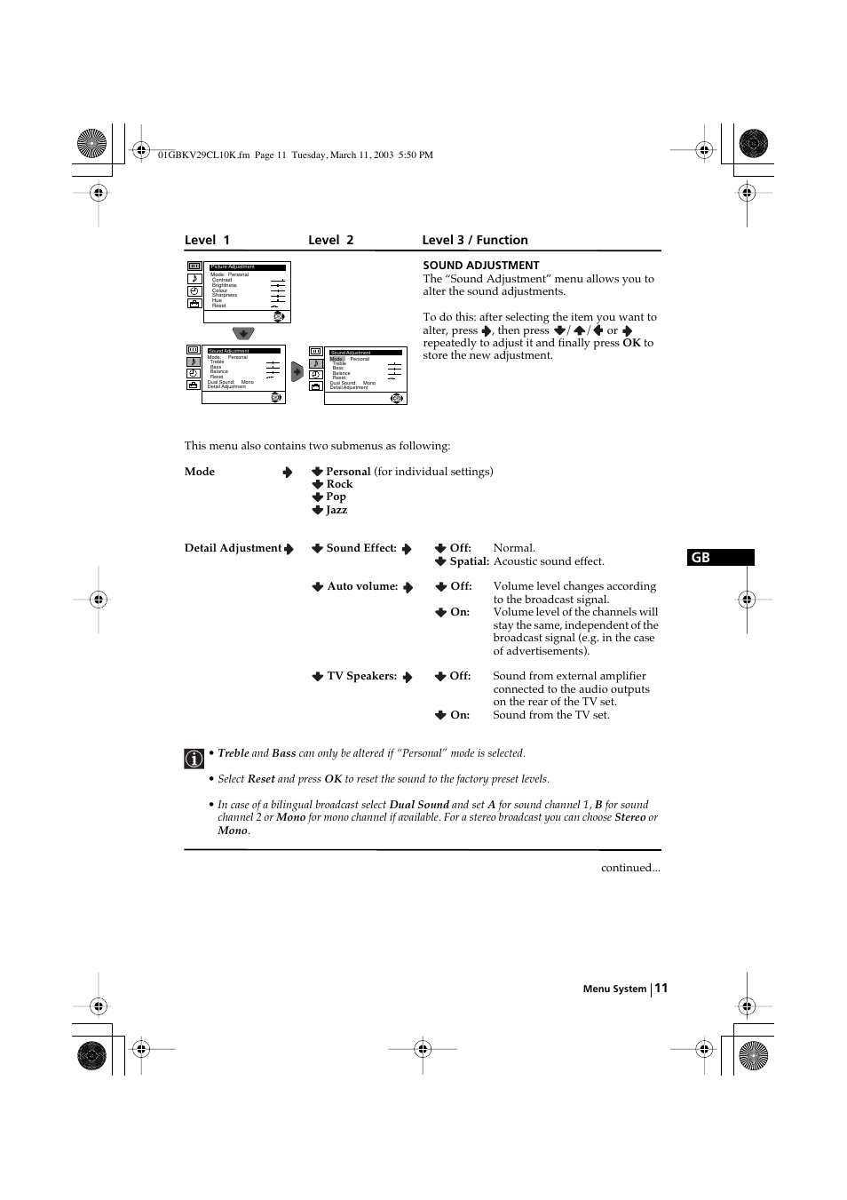 Sony KV-29CL10K User Manual | Page 11 / 122