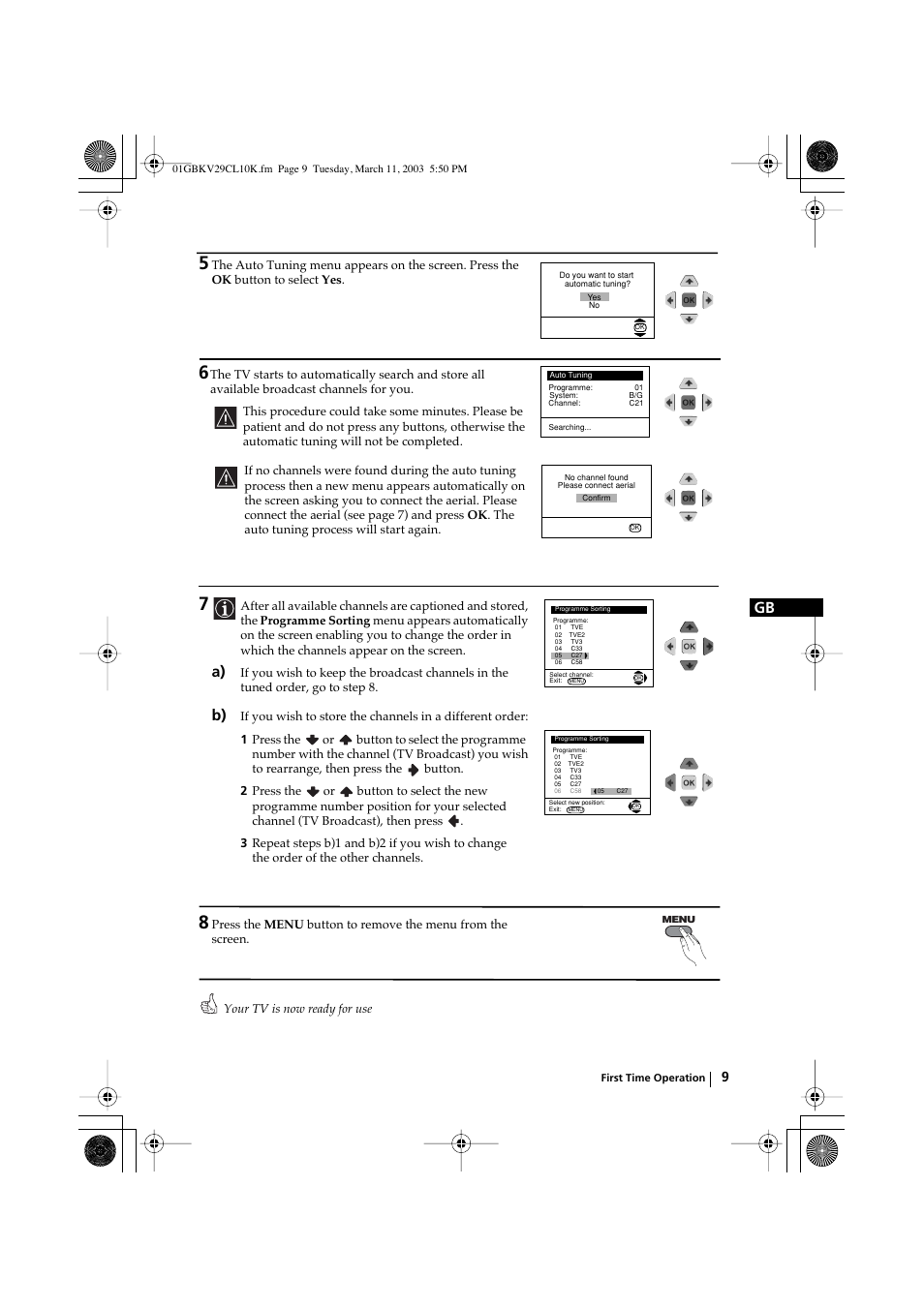 Sony KV-29CL10K User Manual | Page 9 / 122