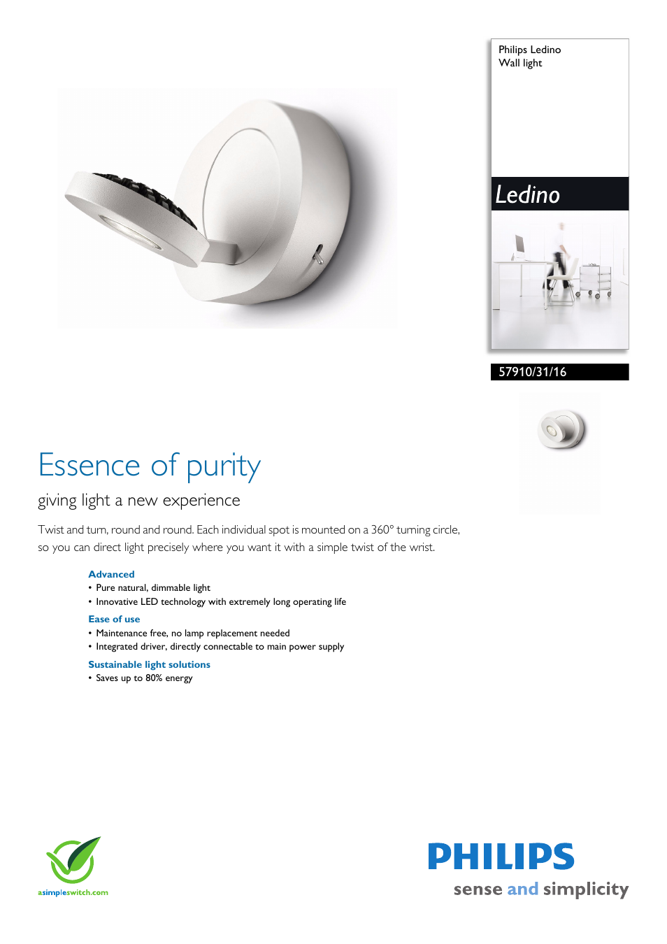 Philips Spot Light 57910/31/16 User Manual | 2 pages