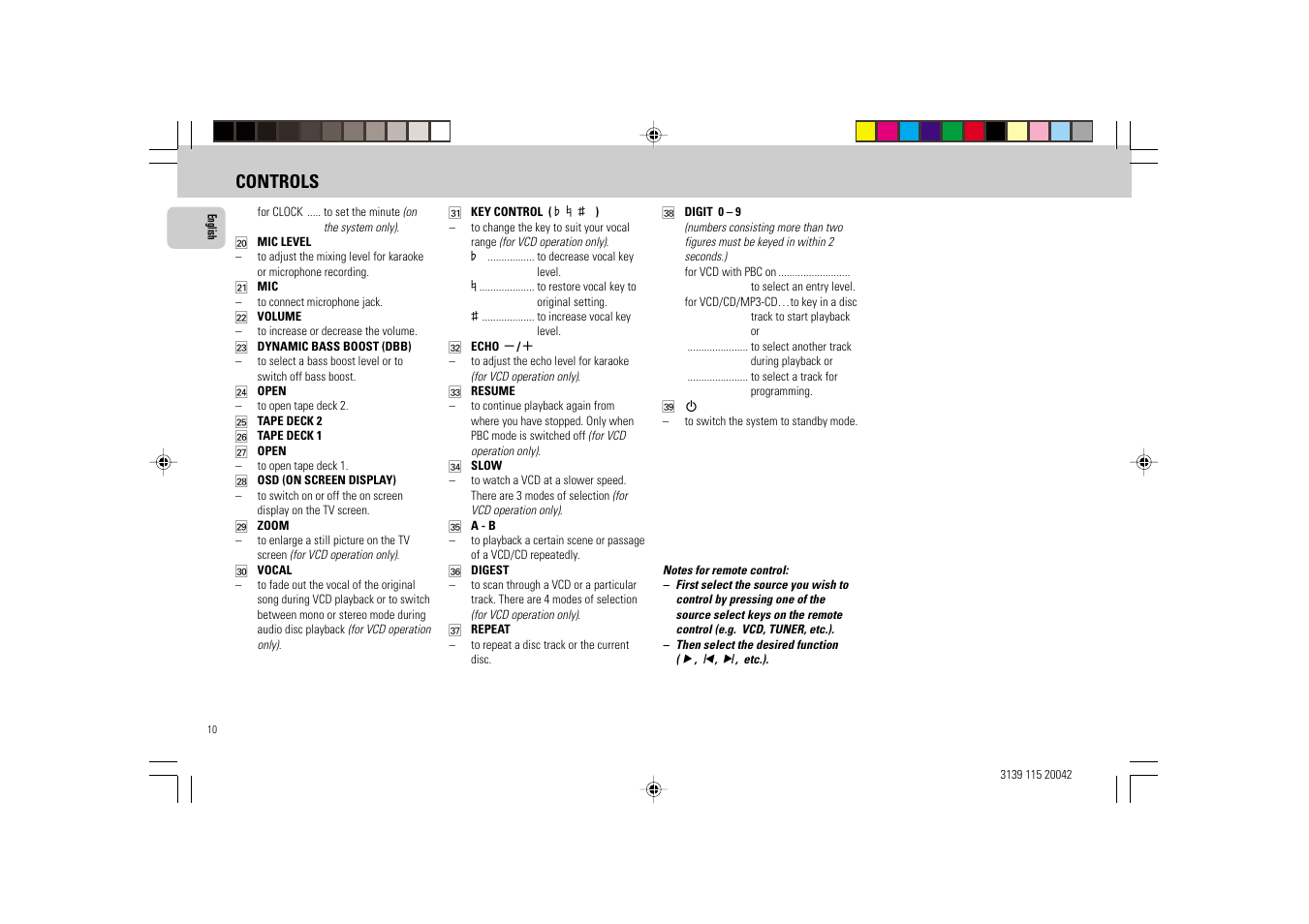Controls | Philips FW-V55 User Manual | Page 10 / 28