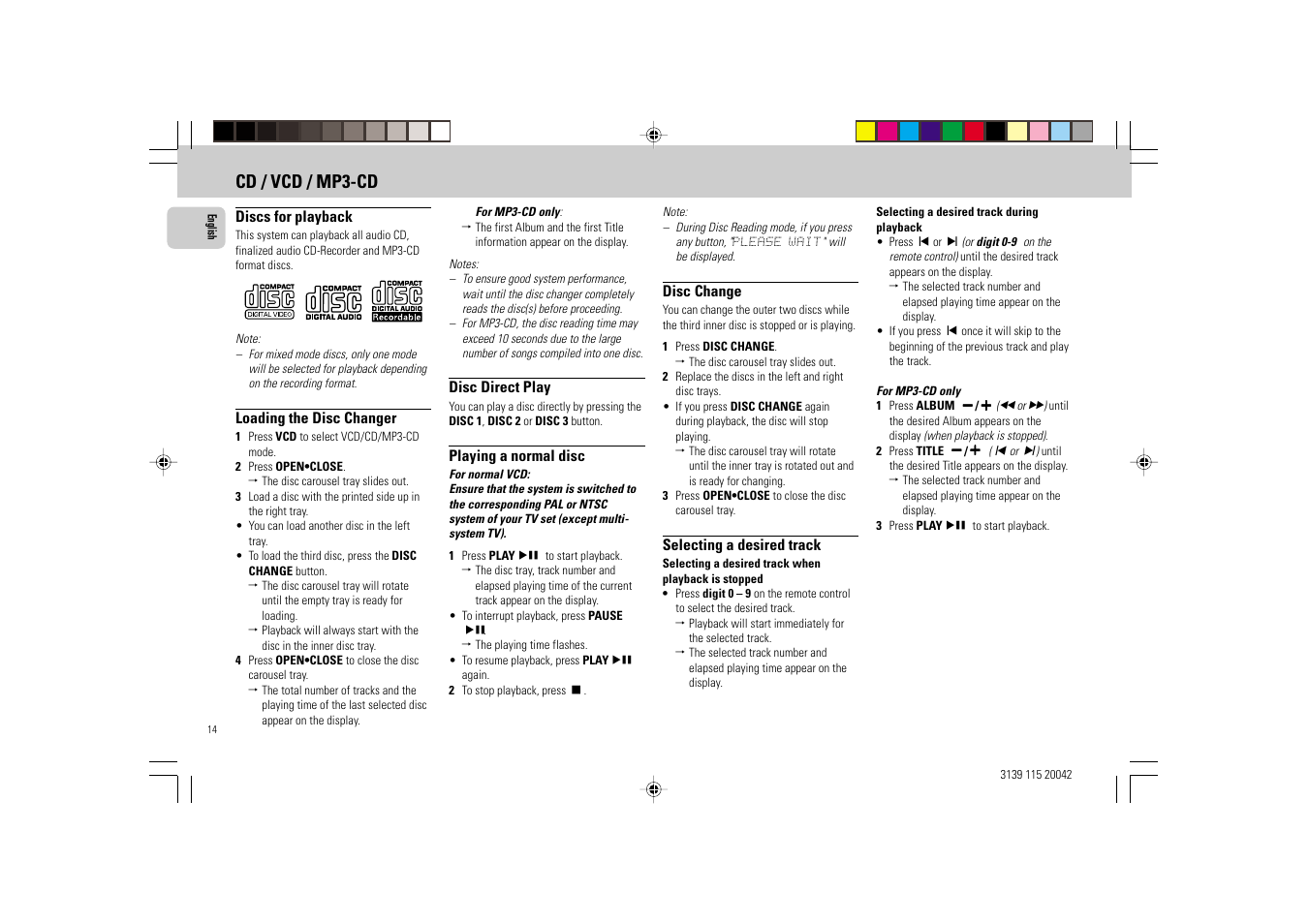 Cd / vcd / mp3-cd | Philips FW-V55 User Manual | Page 14 / 28