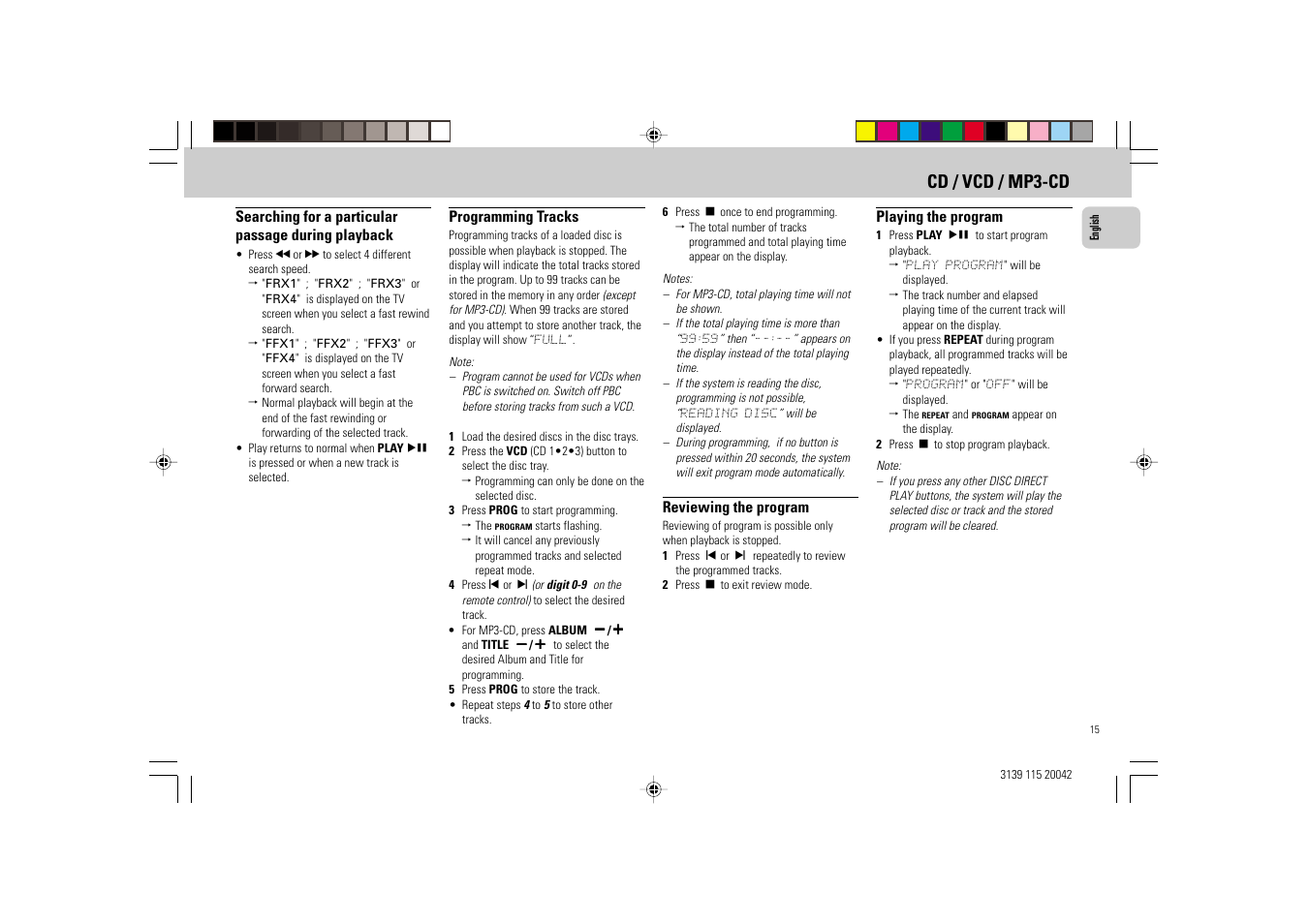 Cd / vcd / mp3-cd | Philips FW-V55 User Manual | Page 15 / 28