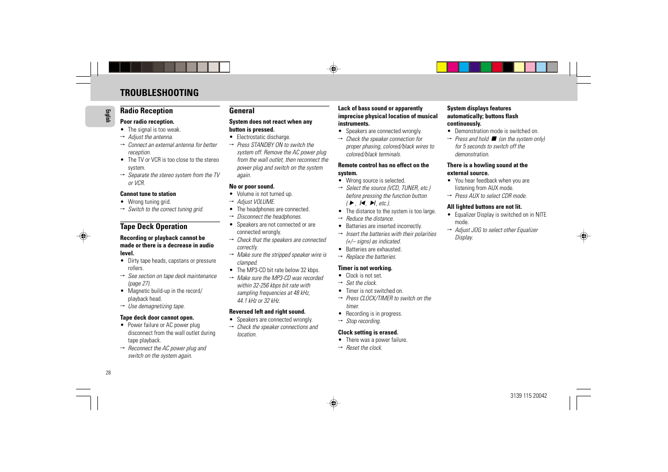 Troubleshooting | Philips FW-V55 User Manual | Page 28 / 28