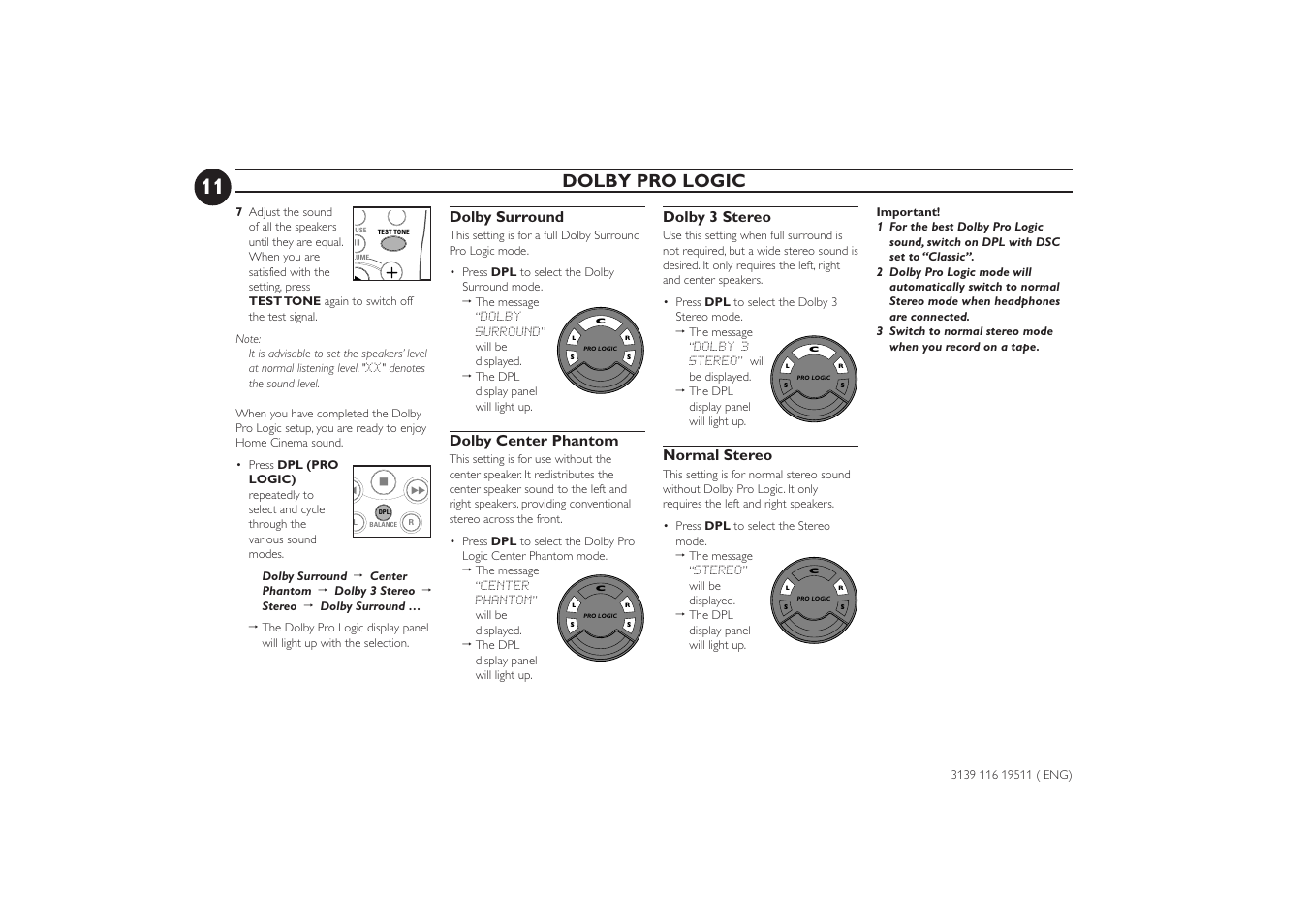 Dolby pro logic | Philips FW-P73 User Manual | Page 11 / 31