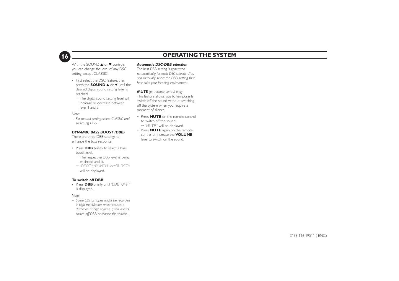 Operating the system | Philips FW-P73 User Manual | Page 16 / 31