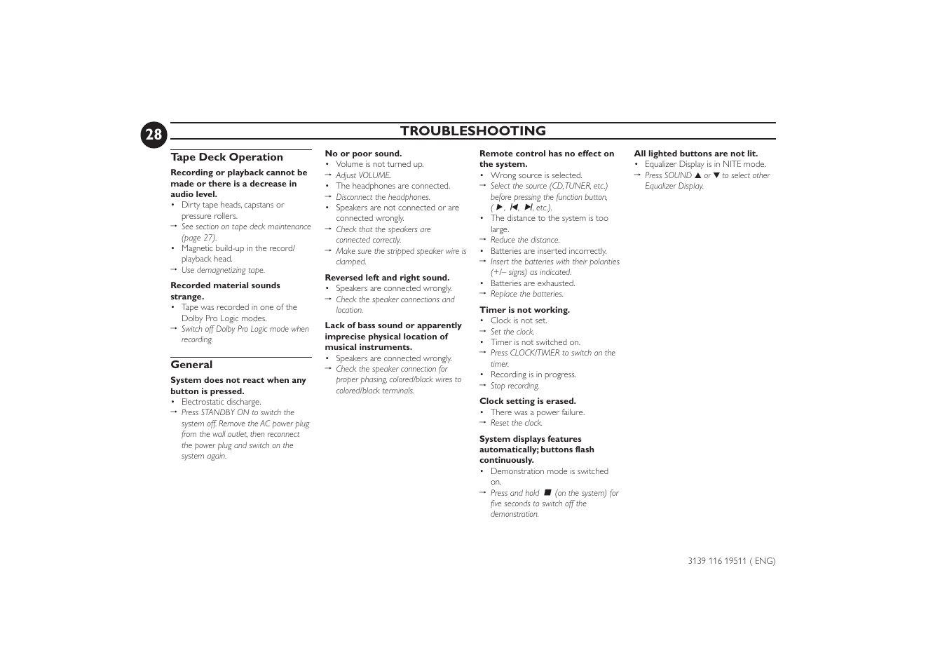 Troubleshooting | Philips FW-P73 User Manual | Page 28 / 31
