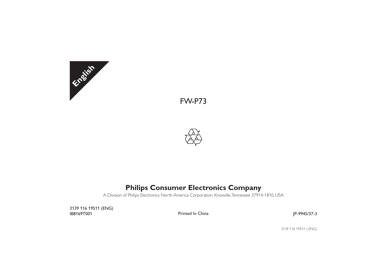 Fw-p73, English, Philips consumer electronics company | Philips FW-P73 User Manual | Page 31 / 31