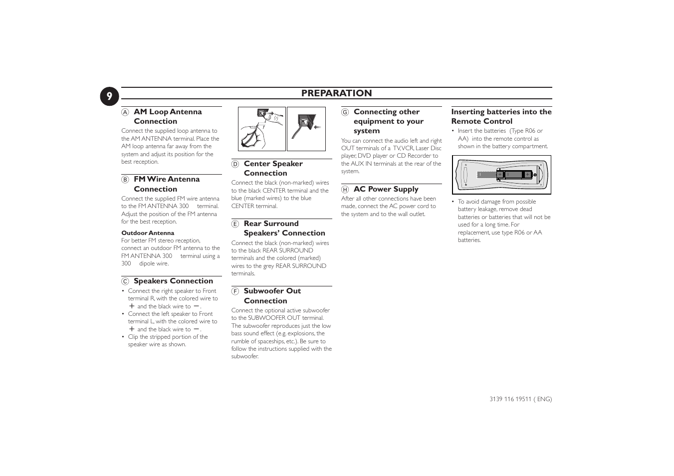 Preparation | Philips FW-P73 User Manual | Page 9 / 31