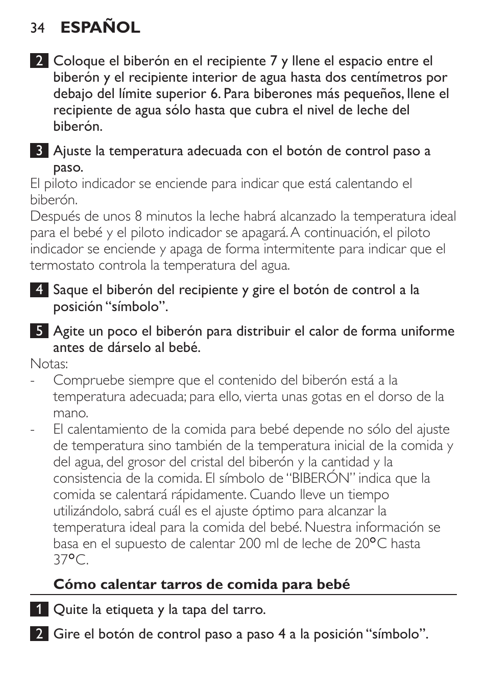 Cómo calentar tarros de comida para bebé | Philips SCF215/86 User Manual | Page 34 / 94