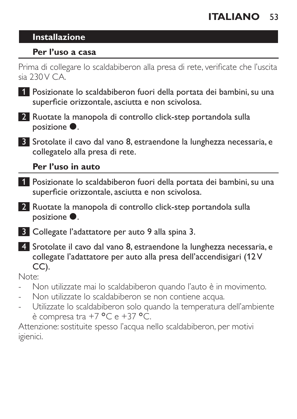 Installazione, Per l’uso a casa, Per l’uso in auto | Philips SCF215/86 User Manual | Page 53 / 94