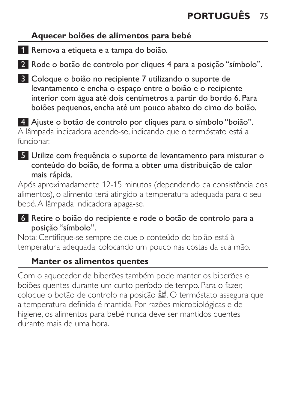 Manter os alimentos quentes, Funcionamento no carro | Philips SCF215/86 User Manual | Page 75 / 94