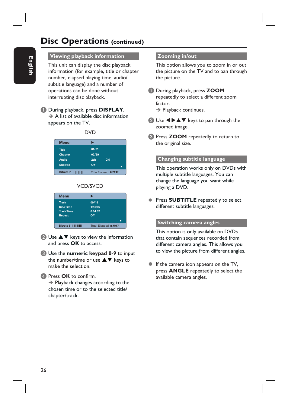 Disc operations, Continued) | Philips HTS3010 User Manual | Page 26 / 48