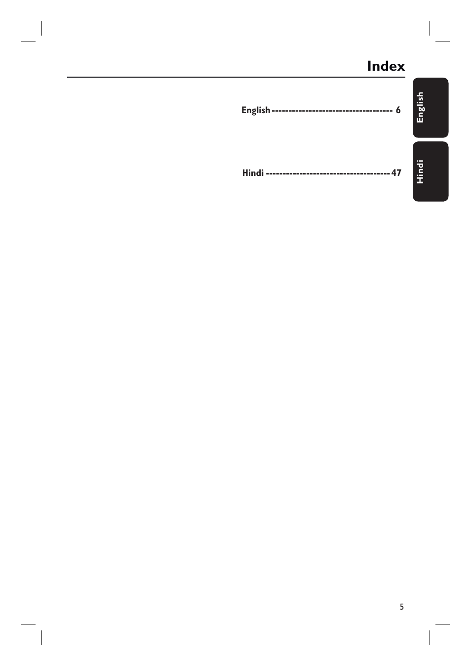 Index | Philips HTS3010 User Manual | Page 5 / 48