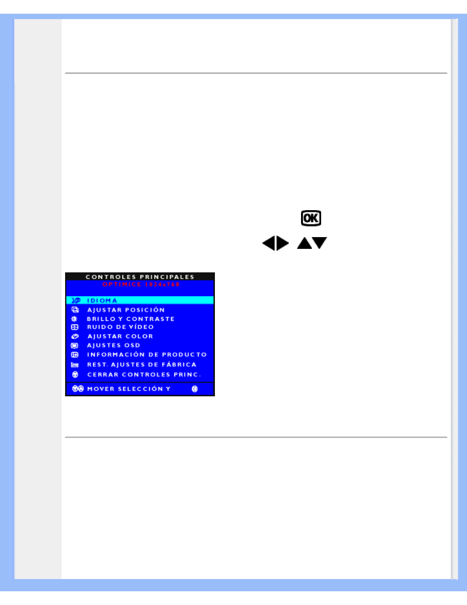 Menús en pantalla, Menús en pantala (osd), Menús en pantalla (osd) | Philips 150X4 User Manual | Page 18 / 82