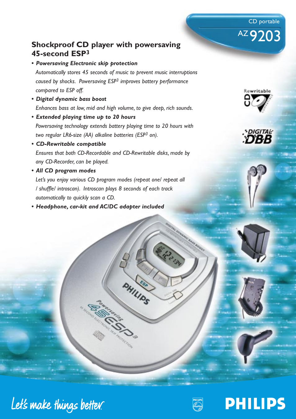 Philips AZ9203 User Manual | 2 pages