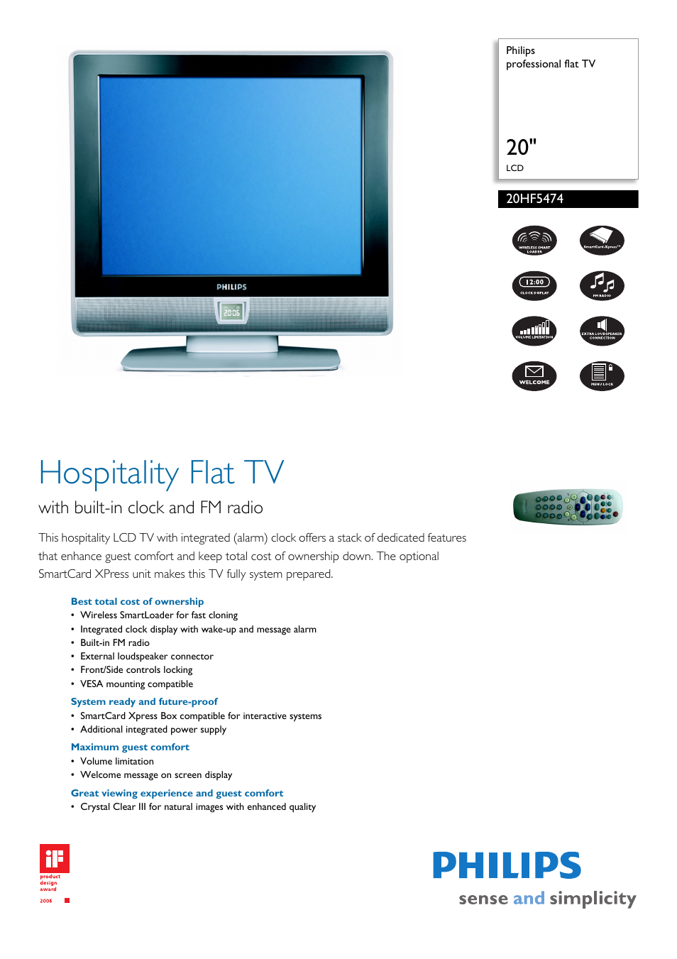 Philips 20HF5474 User Manual | 2 pages