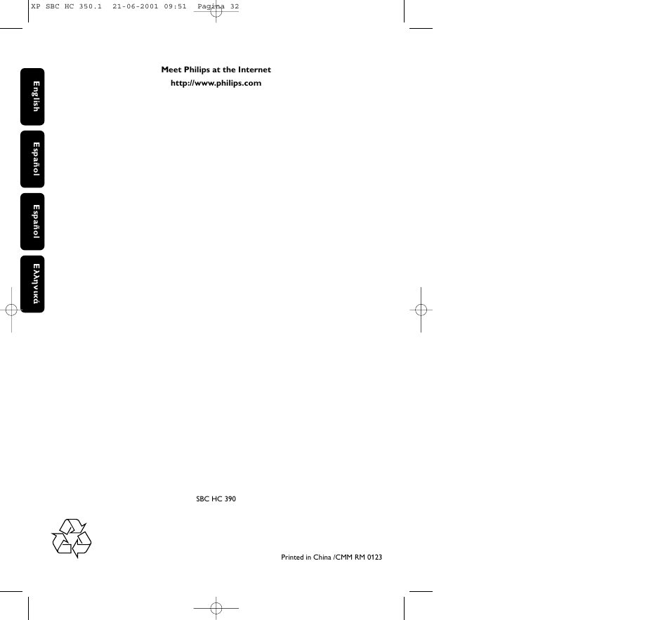 Philips HC350 User Manual | Page 32 / 32