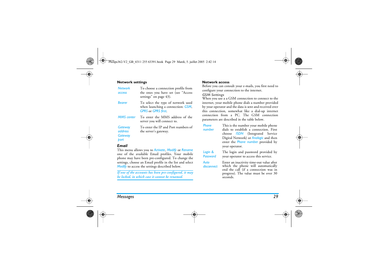 Email | Philips E-GSM 1800 User Manual | Page 35 / 77