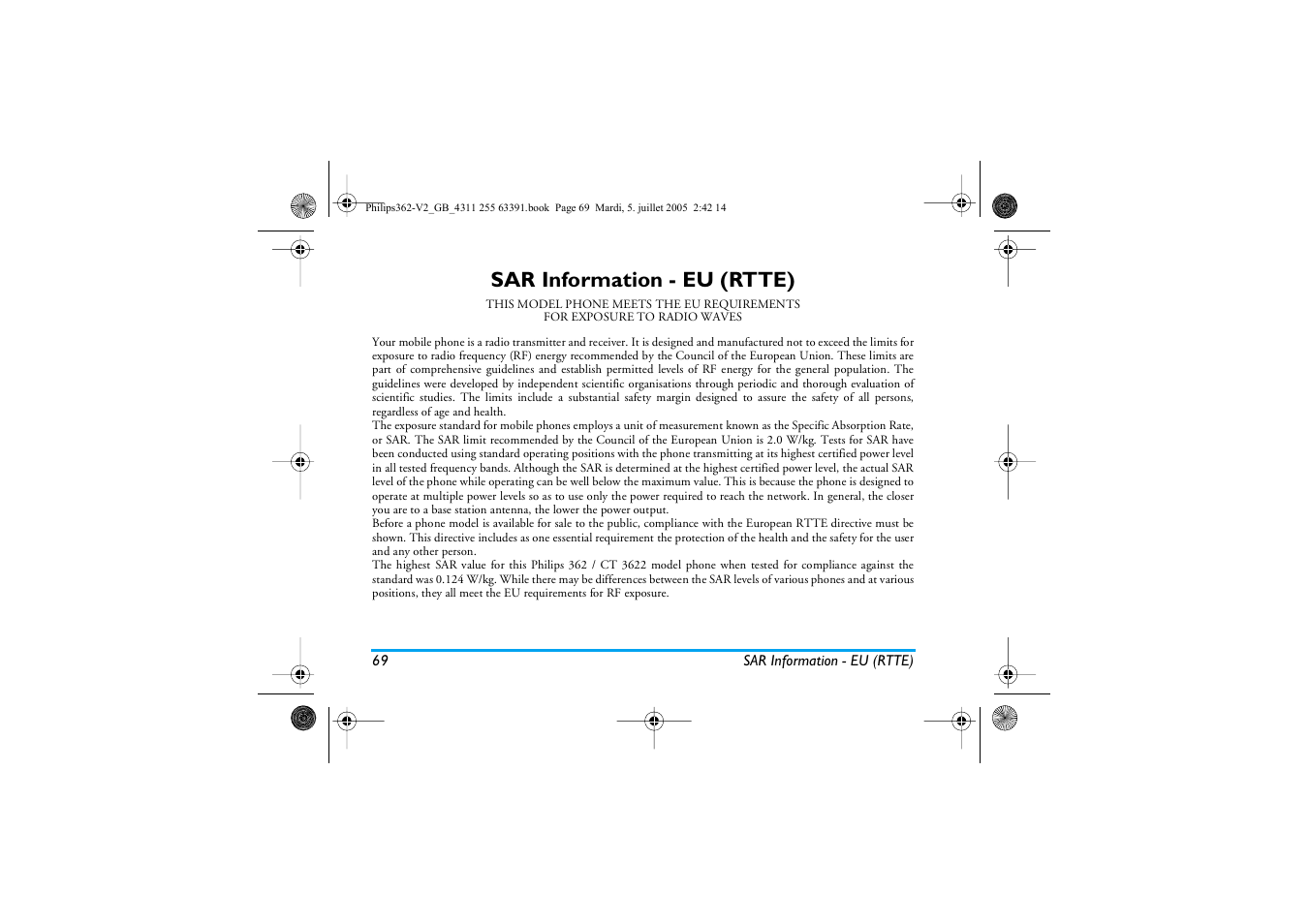 Sar information - eu (rtte) | Philips E-GSM 1800 User Manual | Page 75 / 77