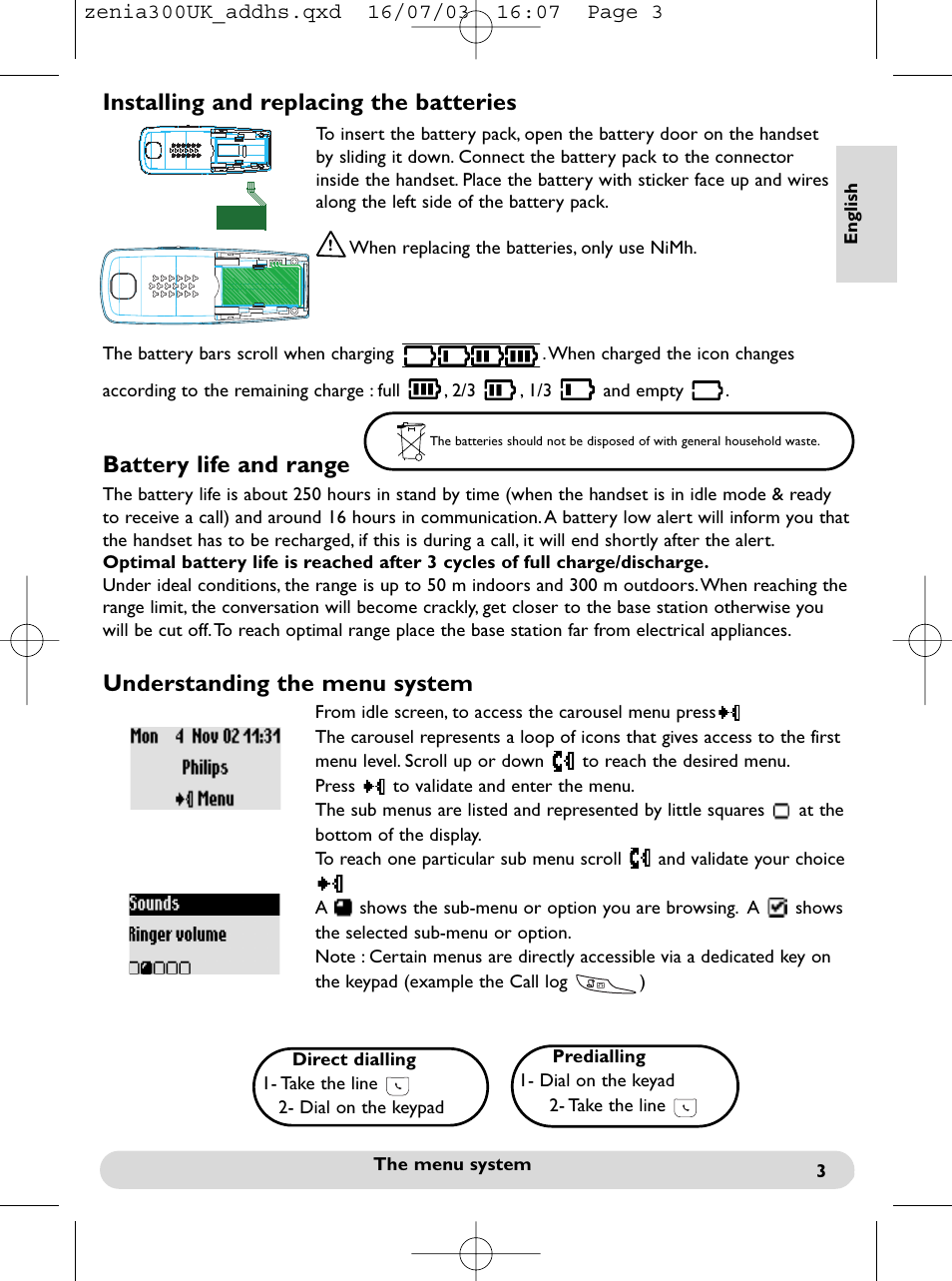 Understanding the menu system | Philips onis vox 300 User Manual | Page 4 / 65