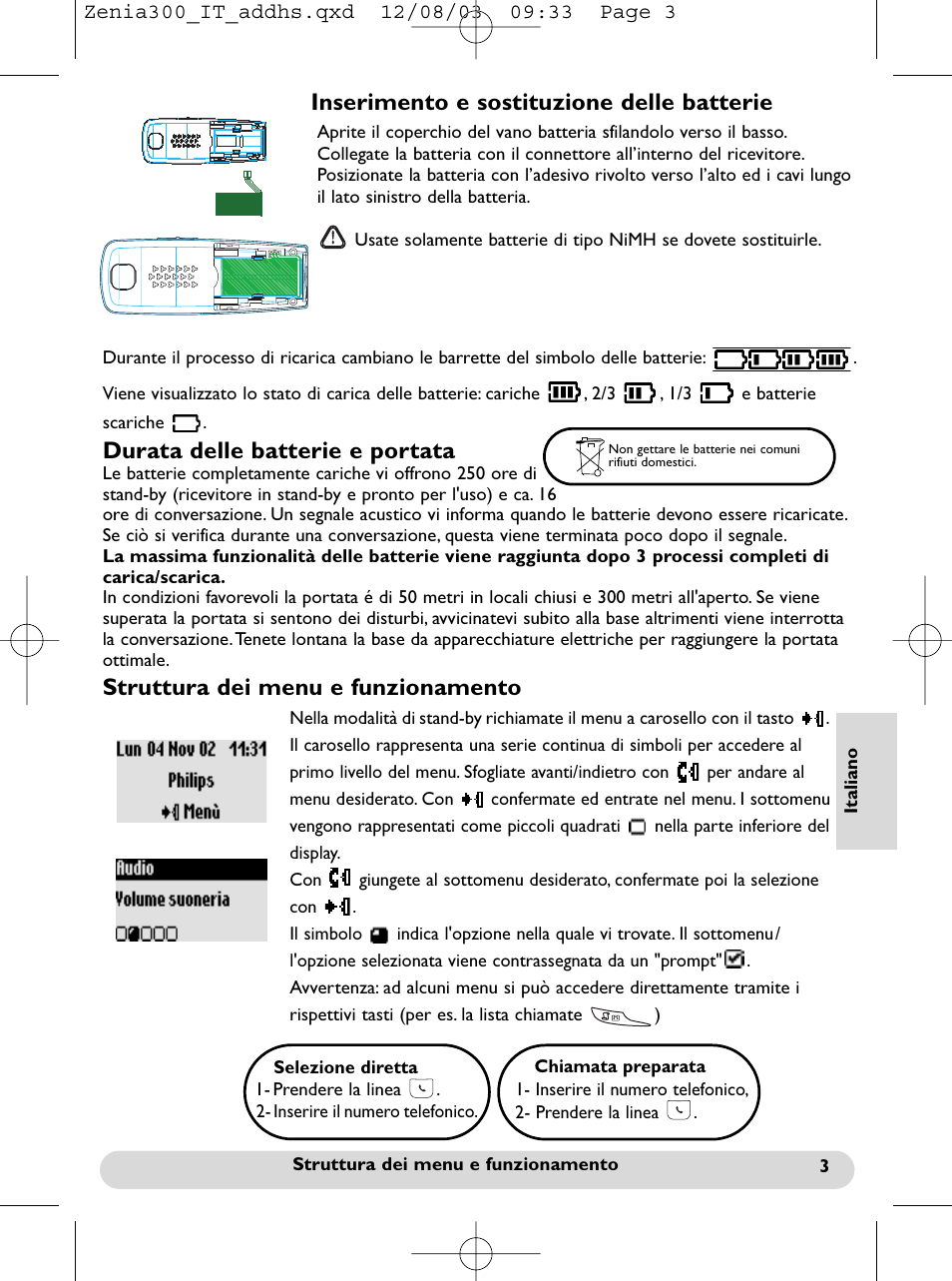 Durata delle batterie e portata | Philips onis vox 300 User Manual | Page 40 / 65