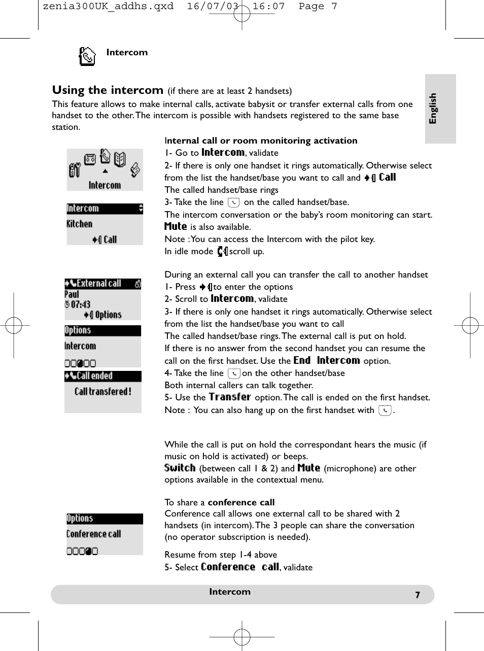 Using the intercom | Philips onis vox 300 User Manual | Page 8 / 65