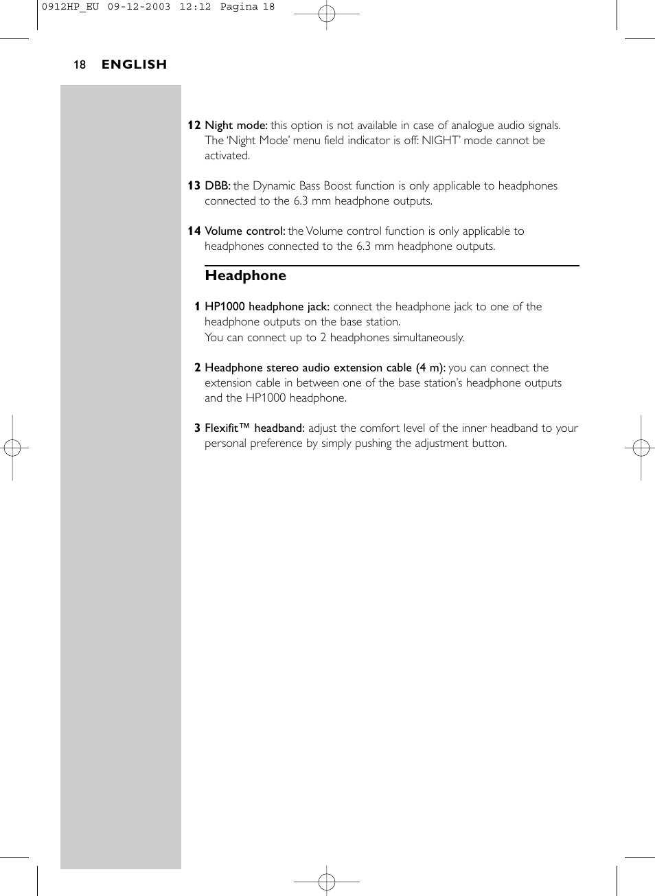 Headphone | Philips HP1500 User Manual | Page 18 / 30