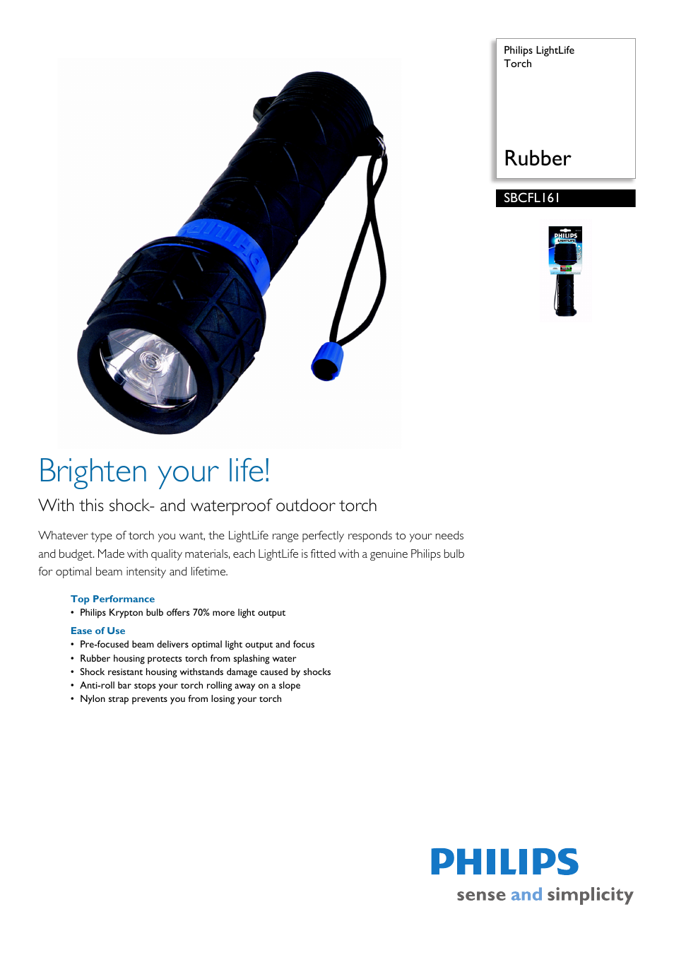 Philips Rubber SBCFL161 User Manual | 2 pages