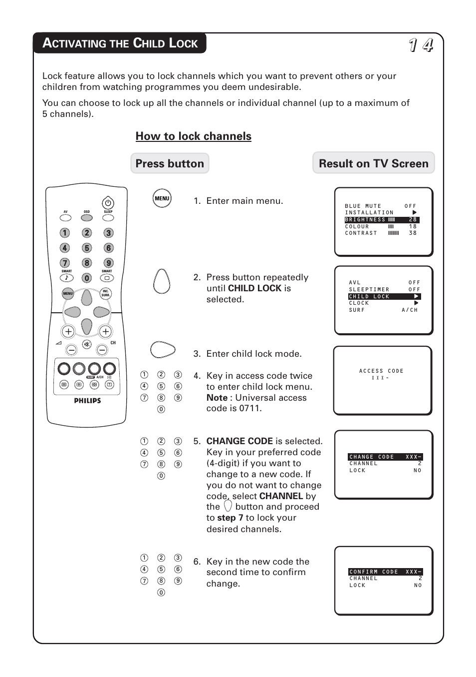 Ctivating the, Hild | Philips 20PT1582 User Manual | Page 14 / 22