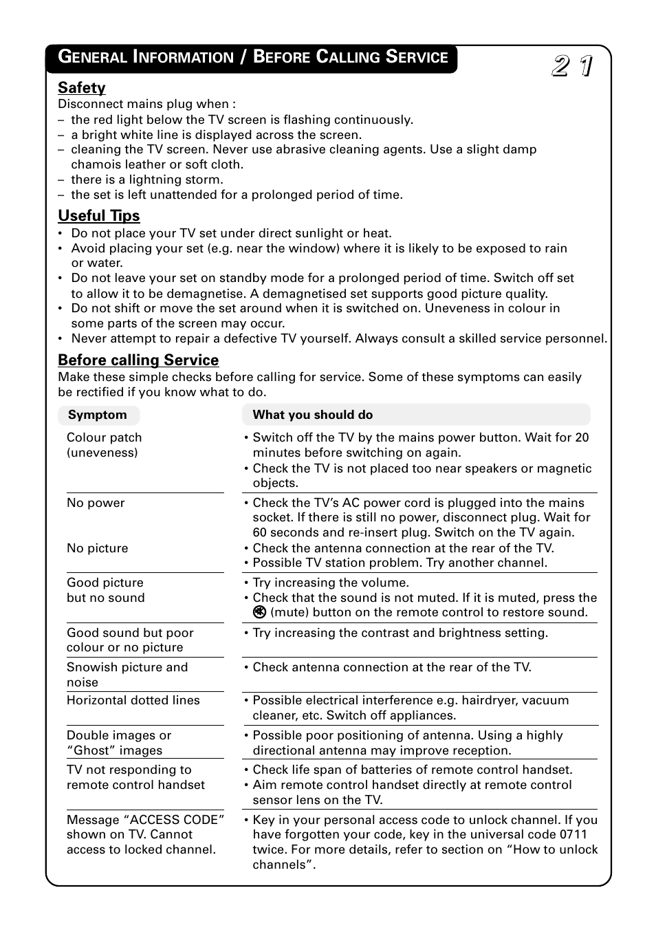 Philips 20PT1582 User Manual | Page 21 / 22