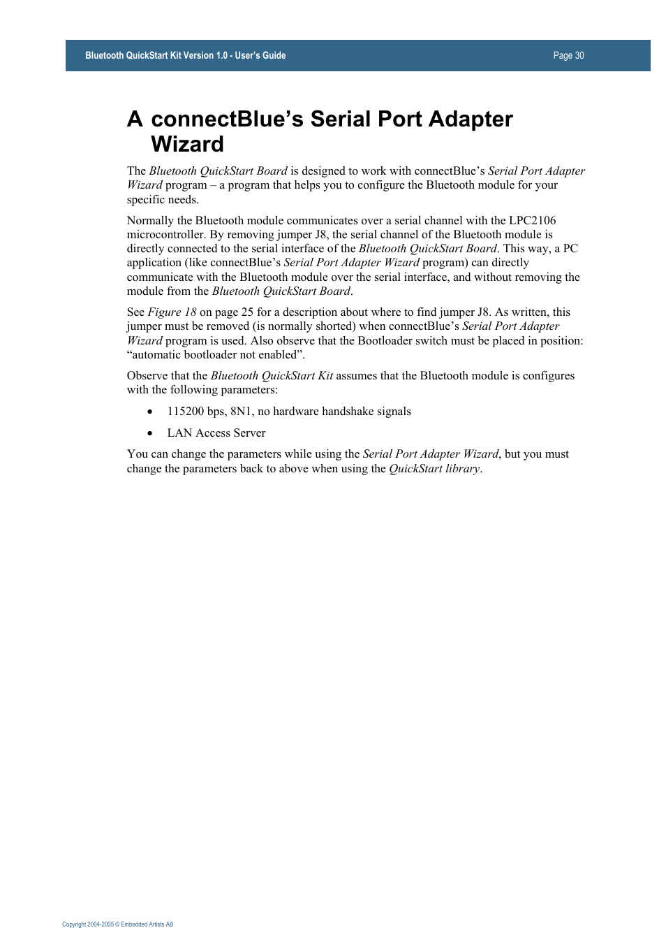 A connectblue’s serial port adapter wizard | Philips Bluetooth QuickStart Kit User Manual | Page 30 / 74