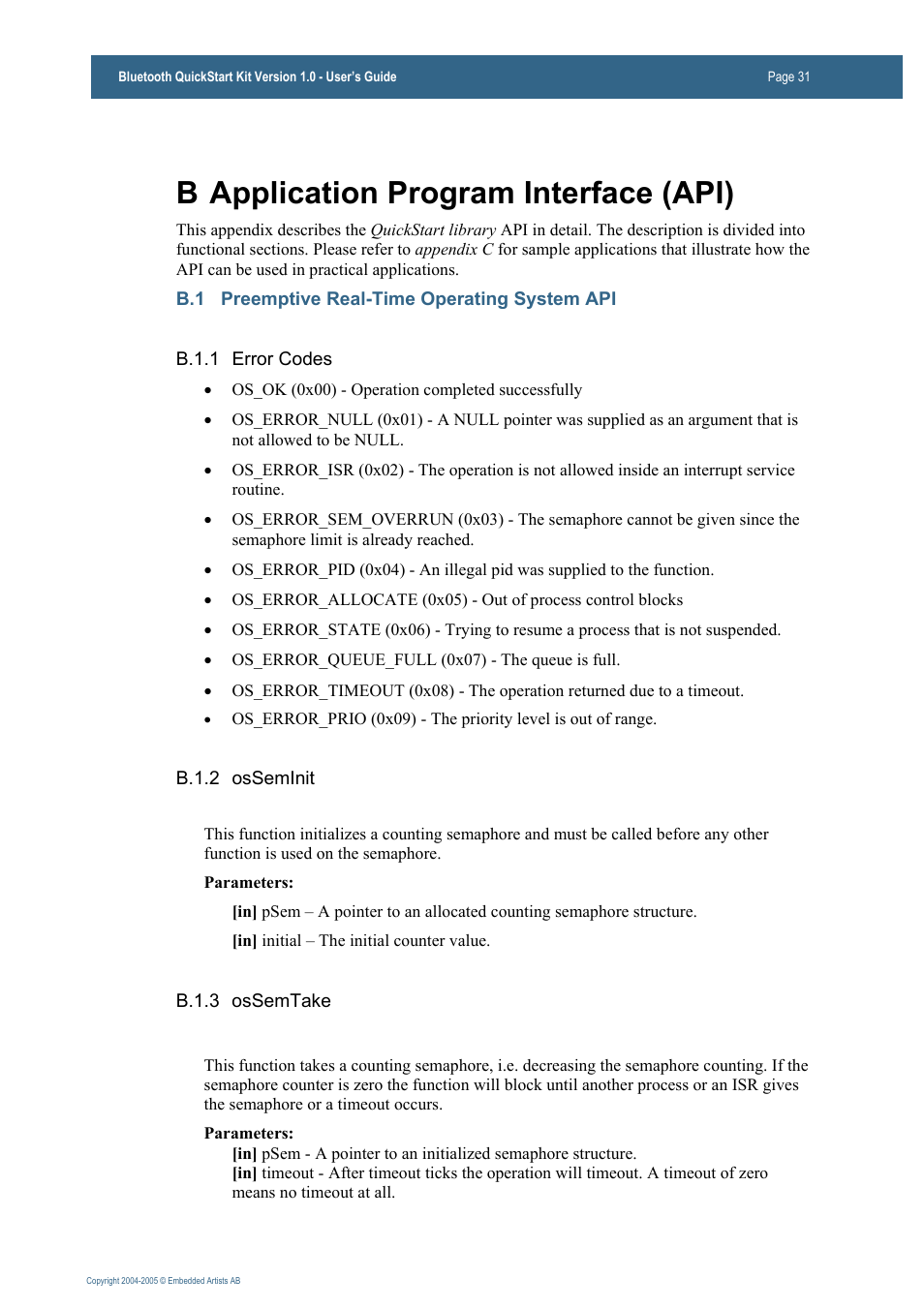B application program interface (api) | Philips Bluetooth QuickStart Kit User Manual | Page 31 / 74