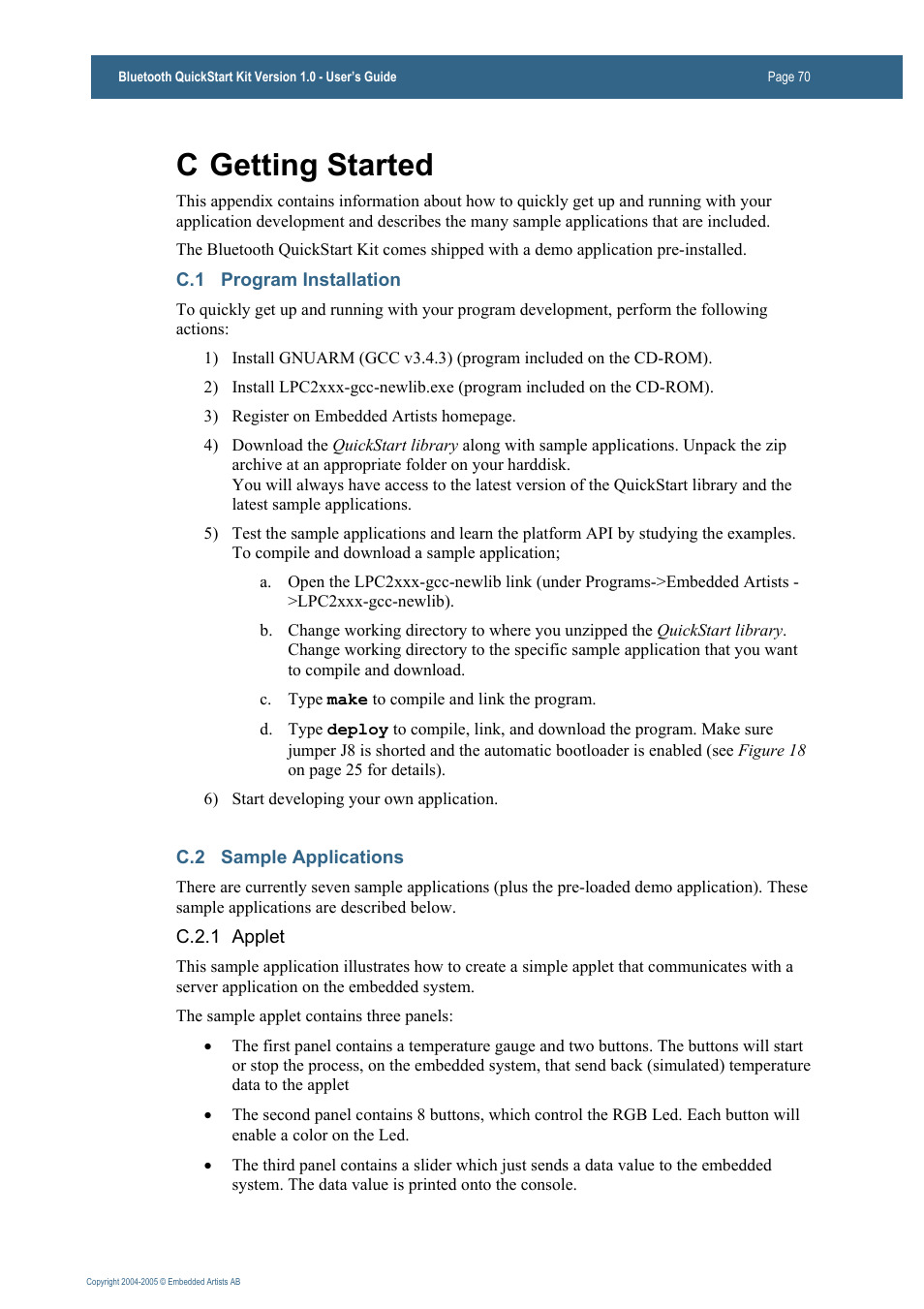 C getting started | Philips Bluetooth QuickStart Kit User Manual | Page 70 / 74