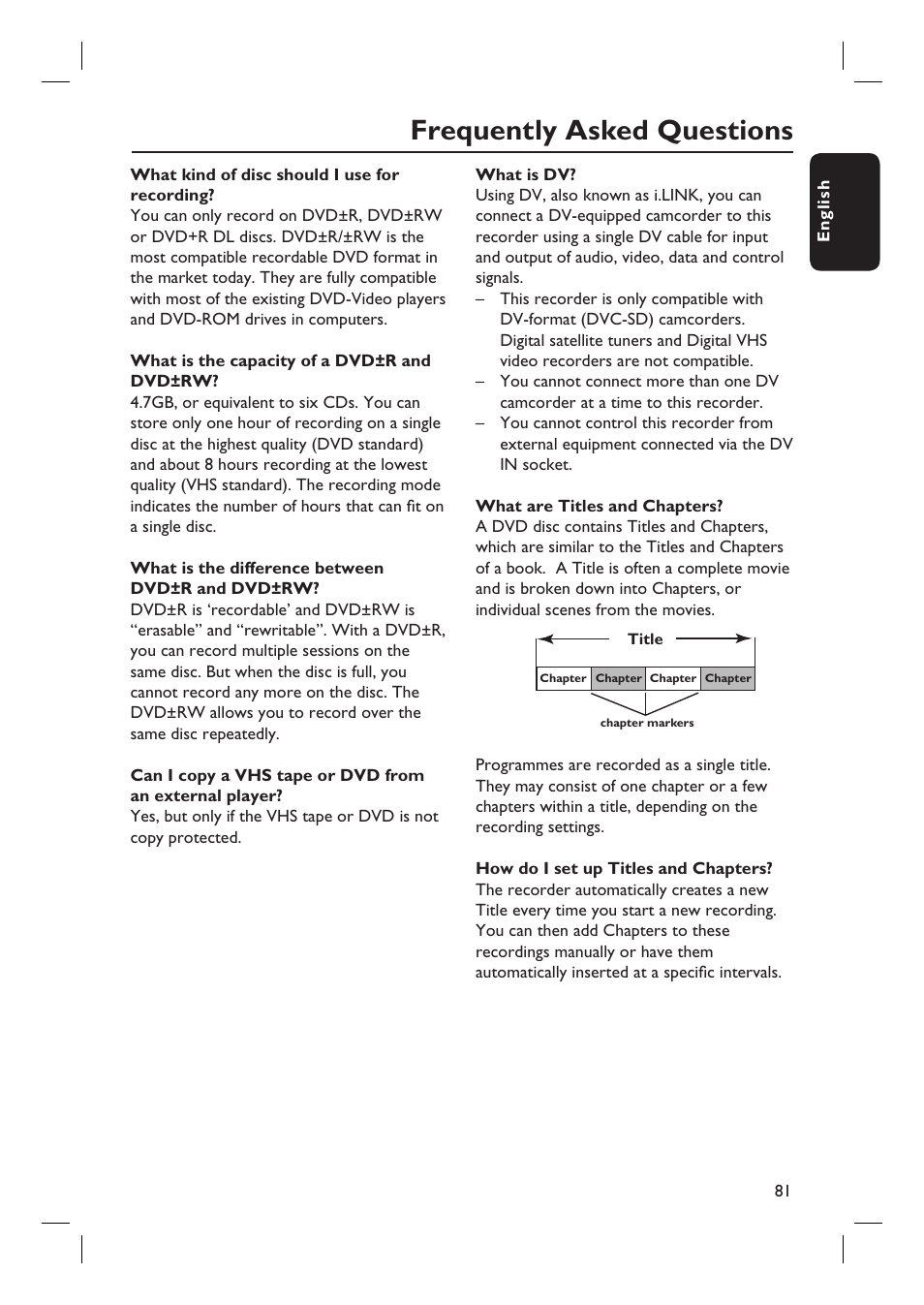 Frequently asked questions | Philips DVDR5590H User Manual | Page 81 / 95