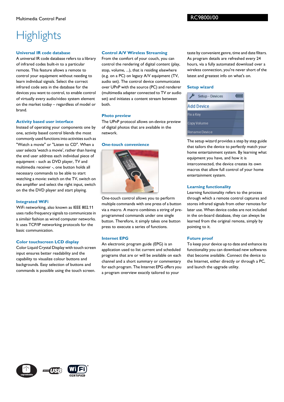 Highlights | Philips RC9800 User Manual | Page 2 / 3