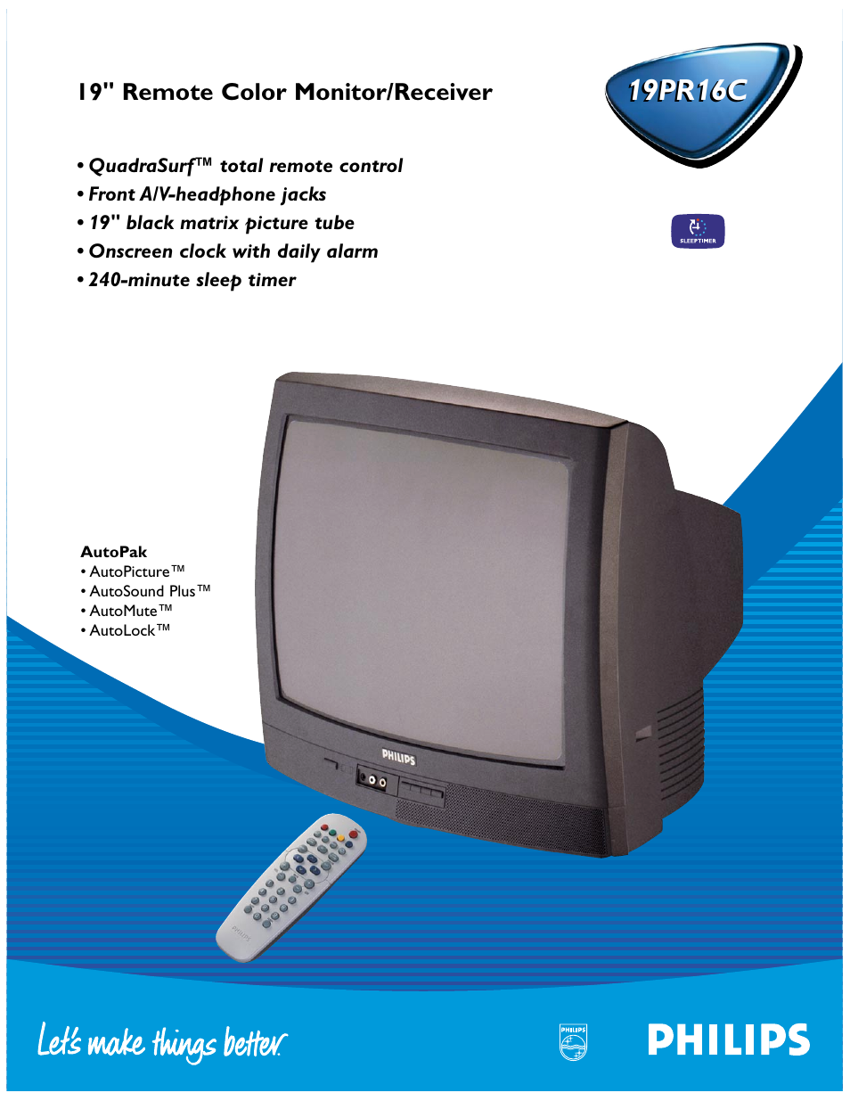 Philips 19PR 16C User Manual | 2 pages