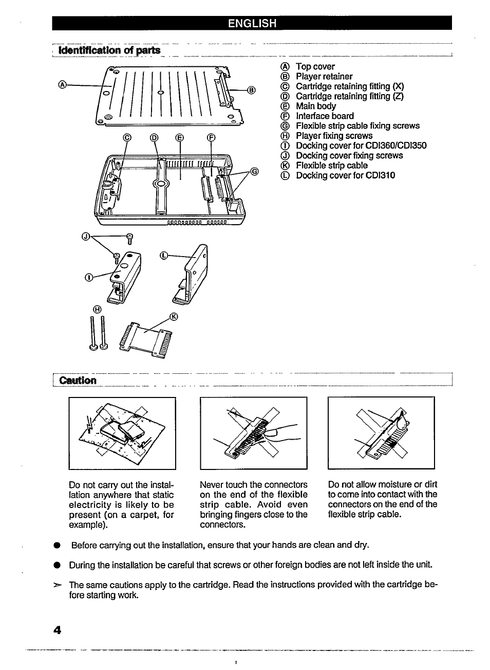 English, Webwflcatîon of parts, Caution | Philips 22ER9142 User Manual | Page 4 / 17