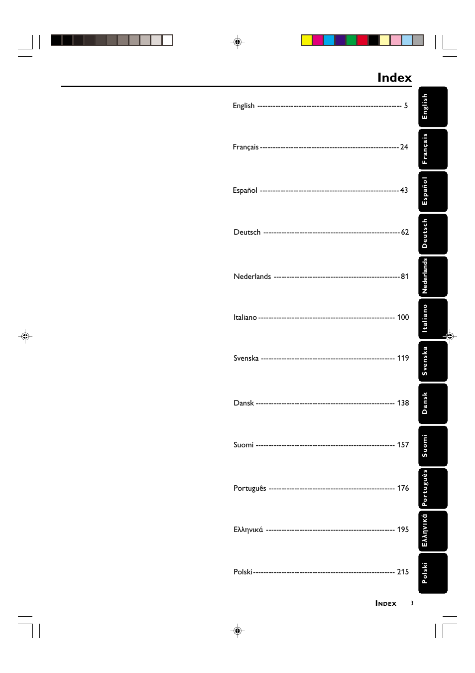 Index | Philips LX-3000D User Manual | Page 3 / 23